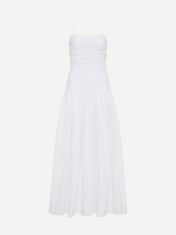 Matteau | Gathered Drop Waist Dress in White