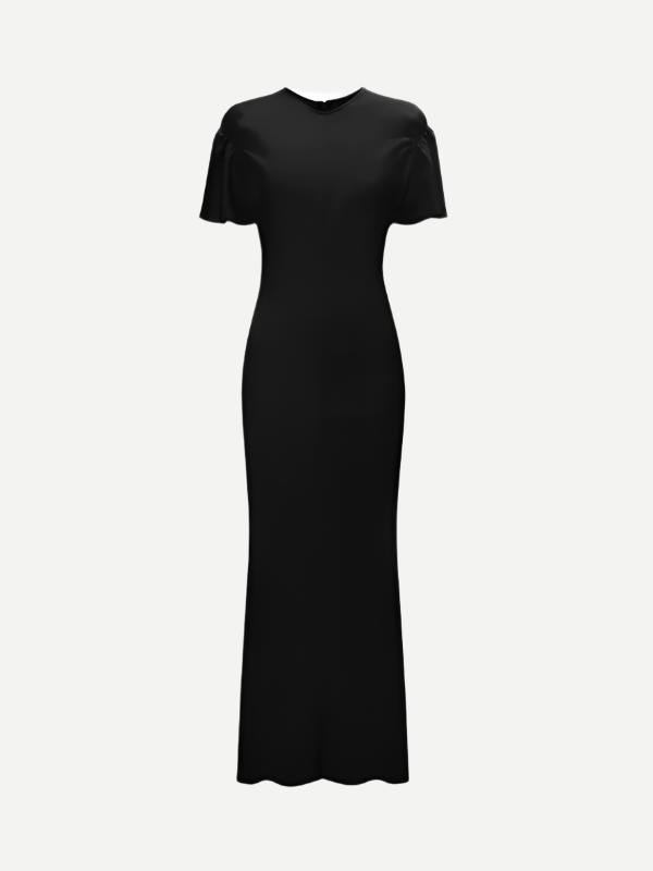 Victoria Beckham | Gathered Sleeve Midi Dress in Black