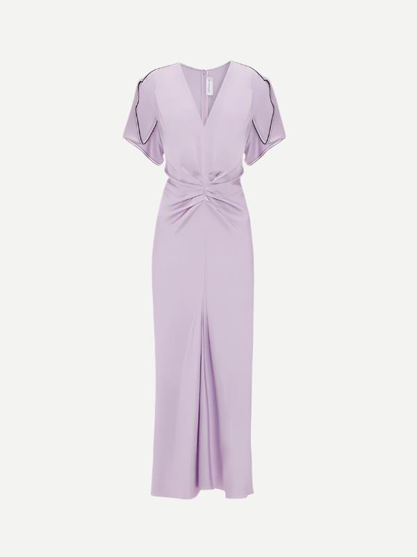 Victoria Beckham | Gathered V-Neck Midi Dress In Petunia