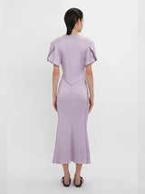 Victoria Beckham | Gathered V-Neck Midi Dress In Petunia