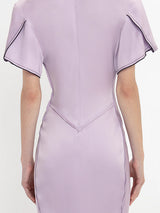 Victoria Beckham | Gathered V-Neck Midi Dress In Petunia