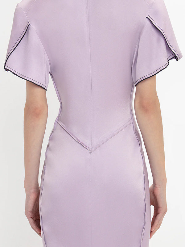 Victoria Beckham | Gathered V-Neck Midi Dress In Petunia