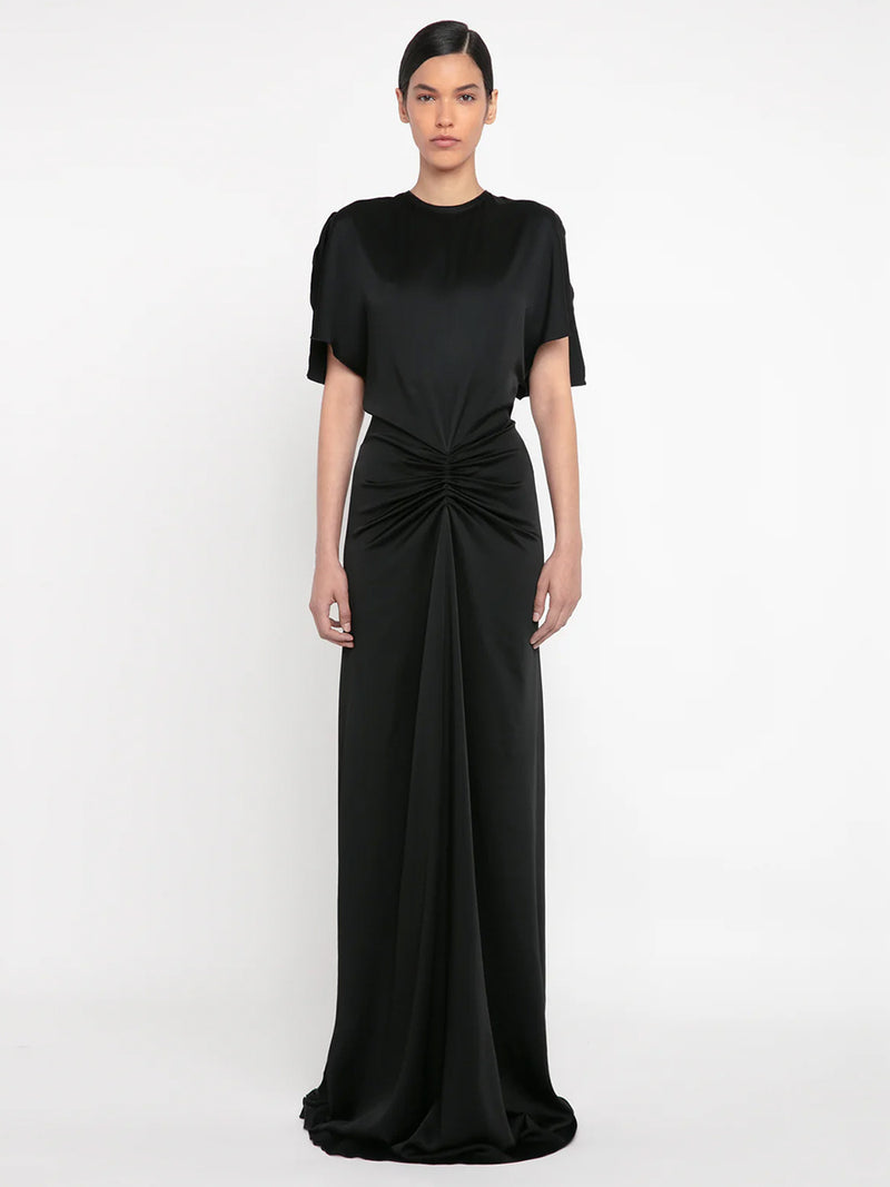 Victoria Beckham | Gathered Waist Floor Length Dress in Black