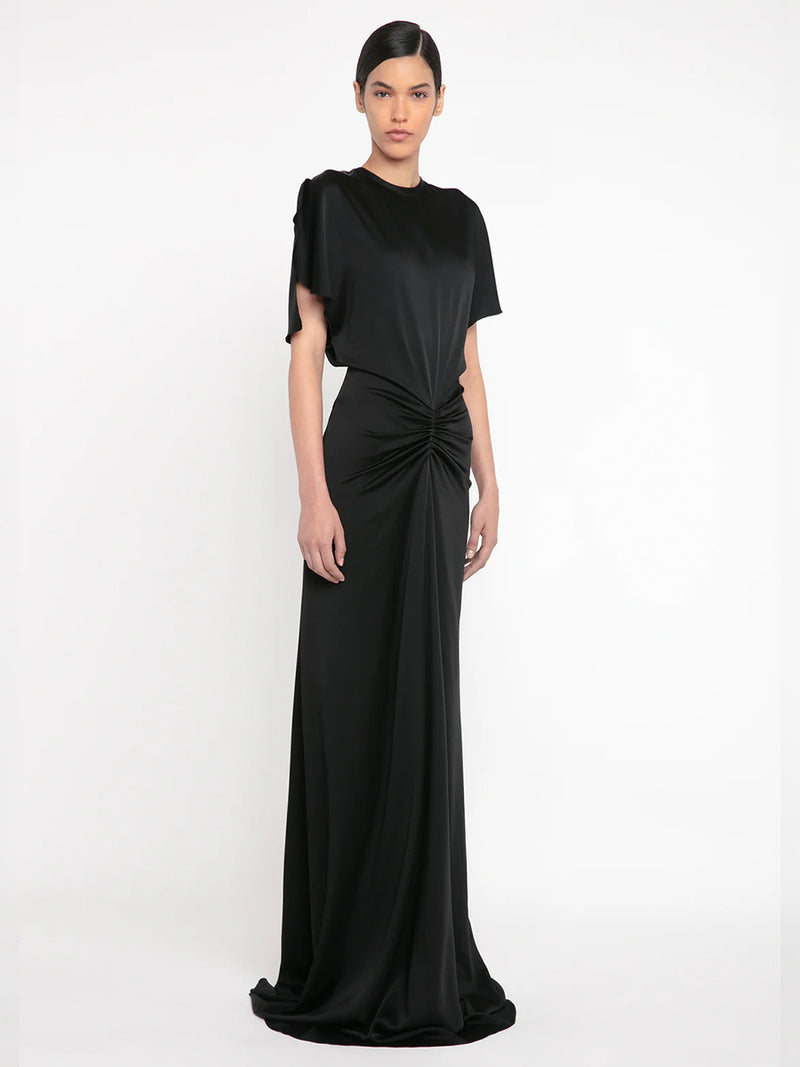 Victoria Beckham | Gathered Waist Floor Length Dress in Black