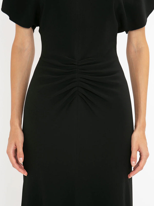 Victoria Beckham | Gathered Waist Midi Dress in Black