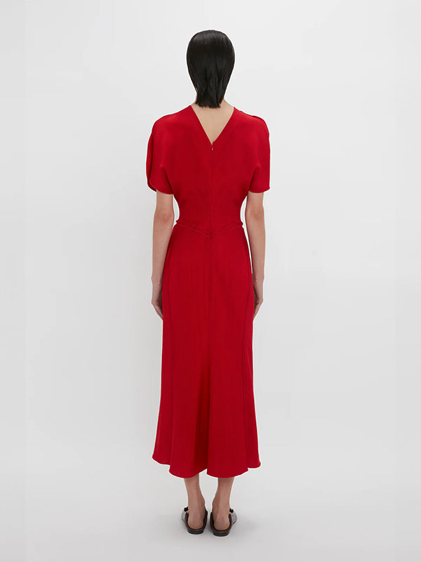 Victoria Beckham | Gathered Waist Midi Dress in Carmine