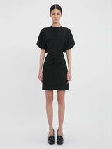 Victoria Beckham | Gathered Waist Mini Dress in Black