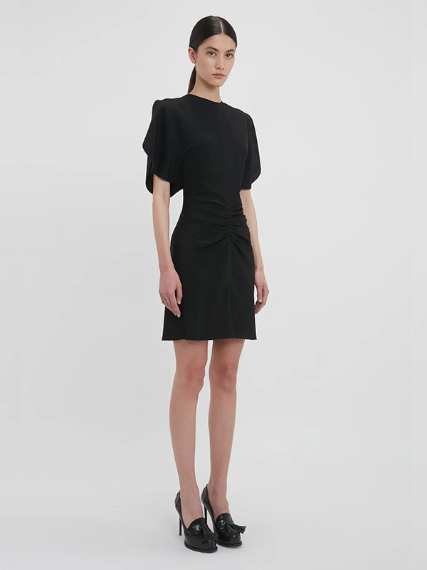 Victoria Beckham | Gathered Waist Mini Dress in Black