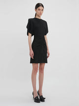 Victoria Beckham | Gathered Waist Mini Dress in Black