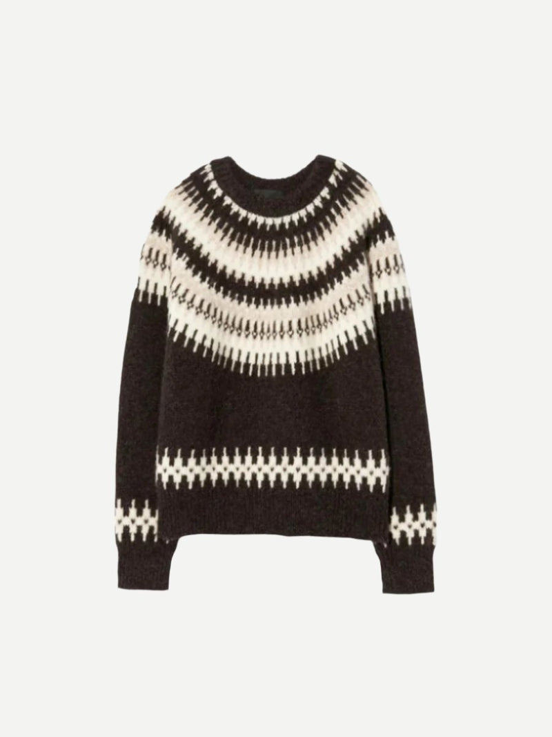 Nili Lotan | Genevive Sweater in Chocolate Fairisle