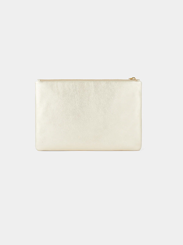 Anya Hindmarch Georgiana Clutch in Light Gold Metallic Nappa