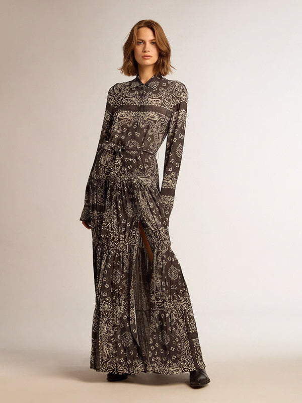 Golden Goose | Golden Shirt Dress in Paisley Anthracite