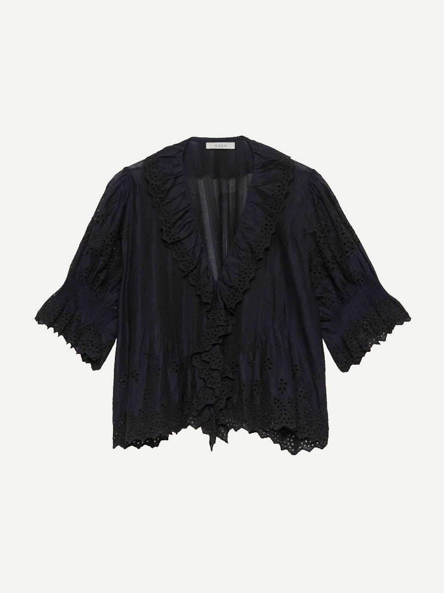 Doen | Henri Top in Black Eyelet