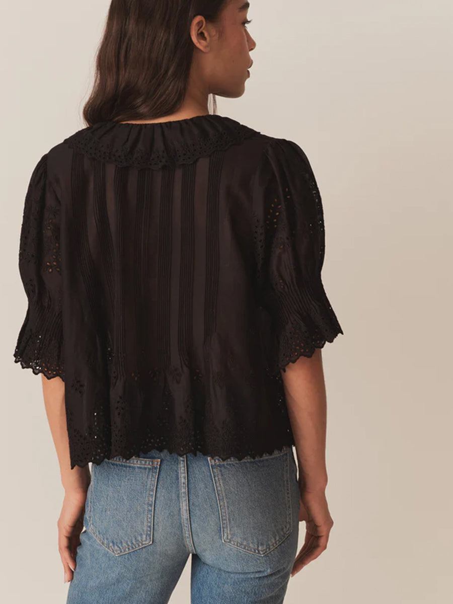 Doen | Henri Top in Black Eyelet