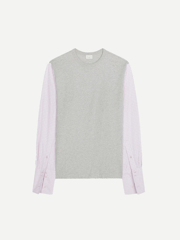 Heos Contrast Sleeves T-Shirt in Grey Melange