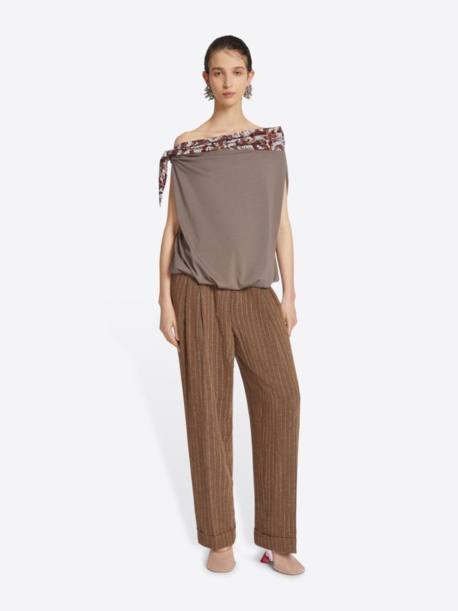 Dries Van Noten | Her Abstract One Shoulder Top in Smoke