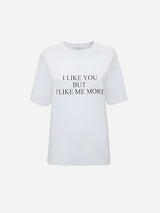 Victoria Beckham | I Like You But I Like Me More Slogan Tee in White