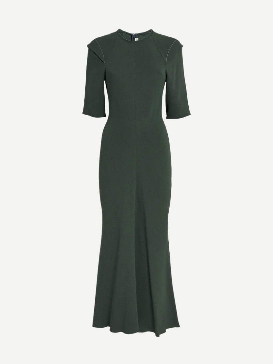 Victoria Beckham | Inset Sleeve Detail Midi Dress in Seaweed