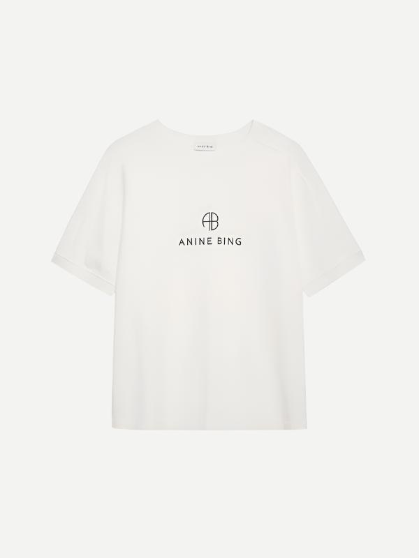 Anine Bing | Jaylin Tee Monogram in Ivory