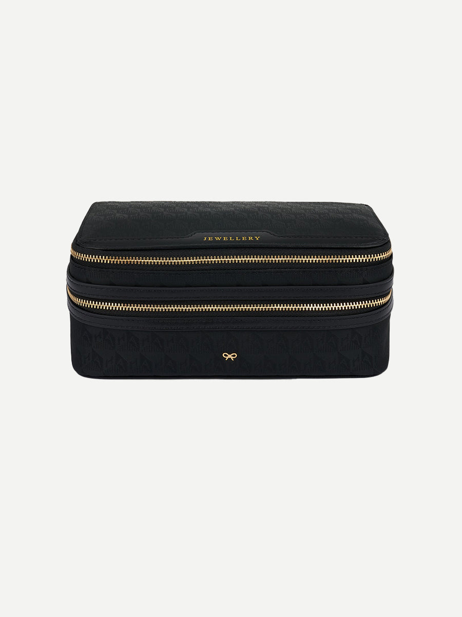 Anya Hindmarch | Jewellery Pouch in Black AH Logo Black