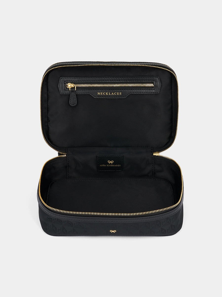 Anya Hindmarch | Jewellery Pouch in Black AH Logo Black