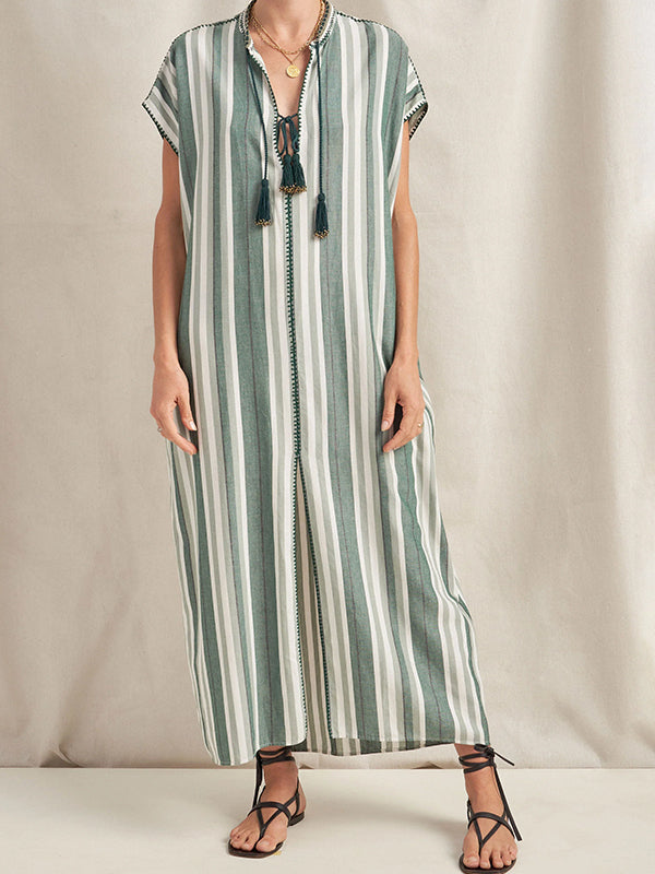 Ilio Nema | Knossos Caftan in Green Stripe