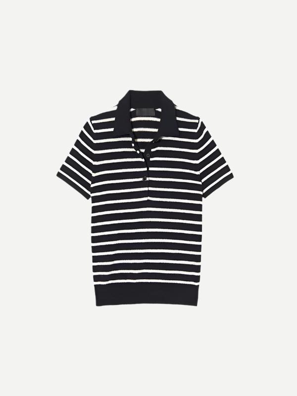 Nili Lotan | Leanna Polo in Dark Navy/Ivory Stripe