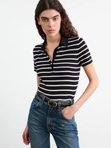 Nili Lotan | Leanna Polo in Dark Navy/Ivory Stripe