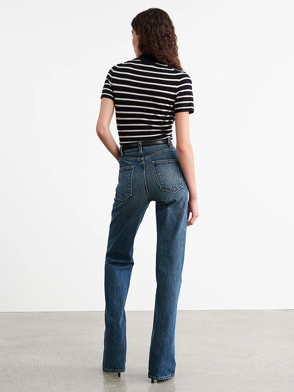 Nili Lotan | Leanna Polo in Dark Navy/Ivory Stripe