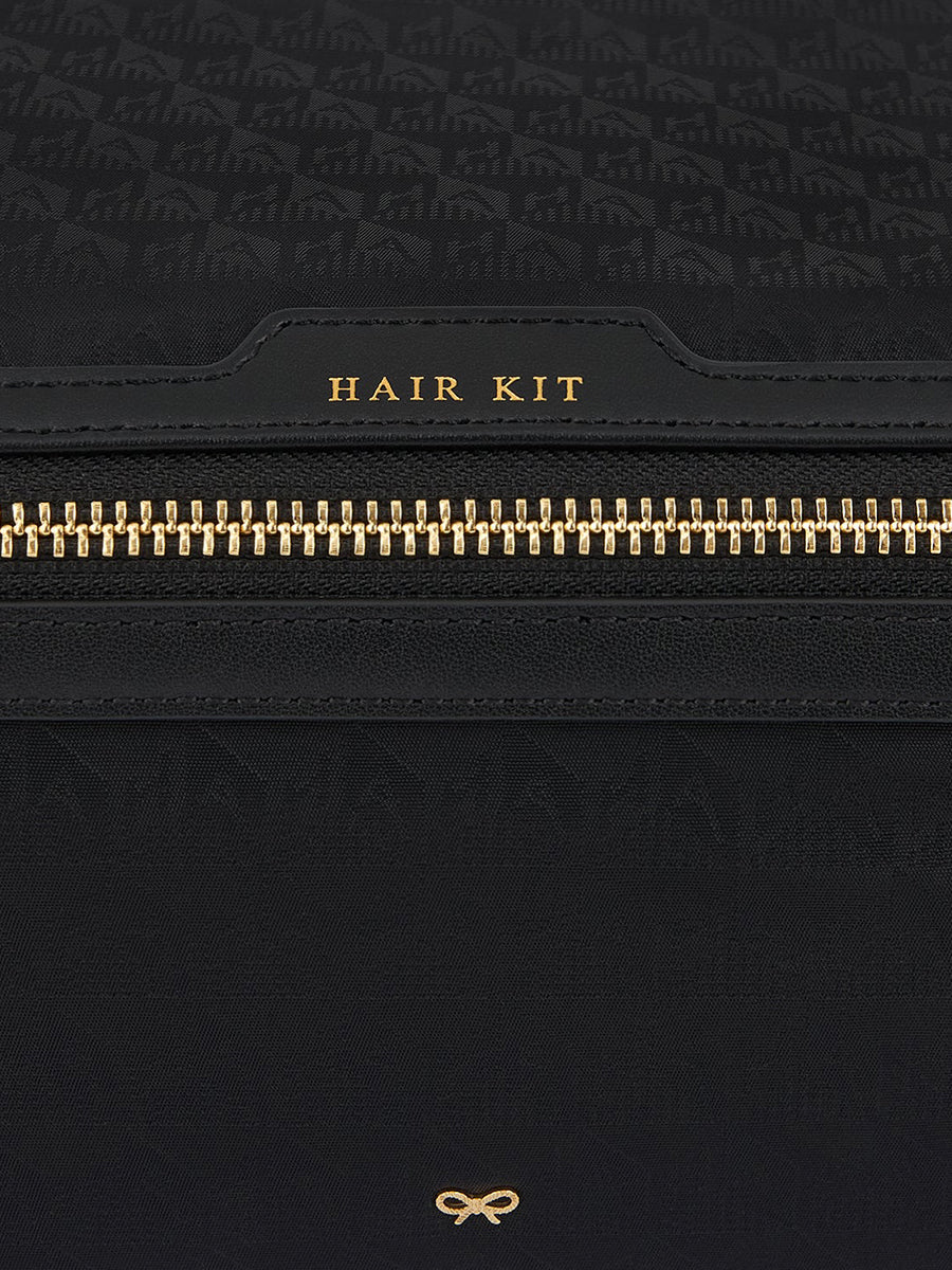 Logo Hair Kit Travel Pouch in Black