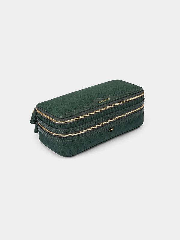 Logo Make Up Pouch in Dark Holly