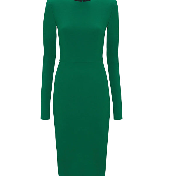 Long Sleeve Fitted Dress in Viridian Adam Heath