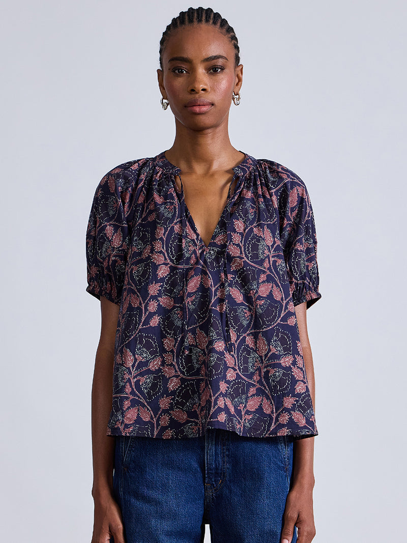 Apiece Apart | Lumina Popover in Camille Floral Navy