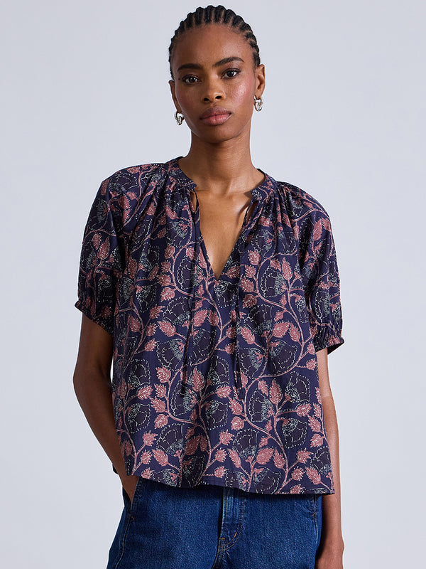 Apiece Apart | Lumina Popover in Camille Floral Navy