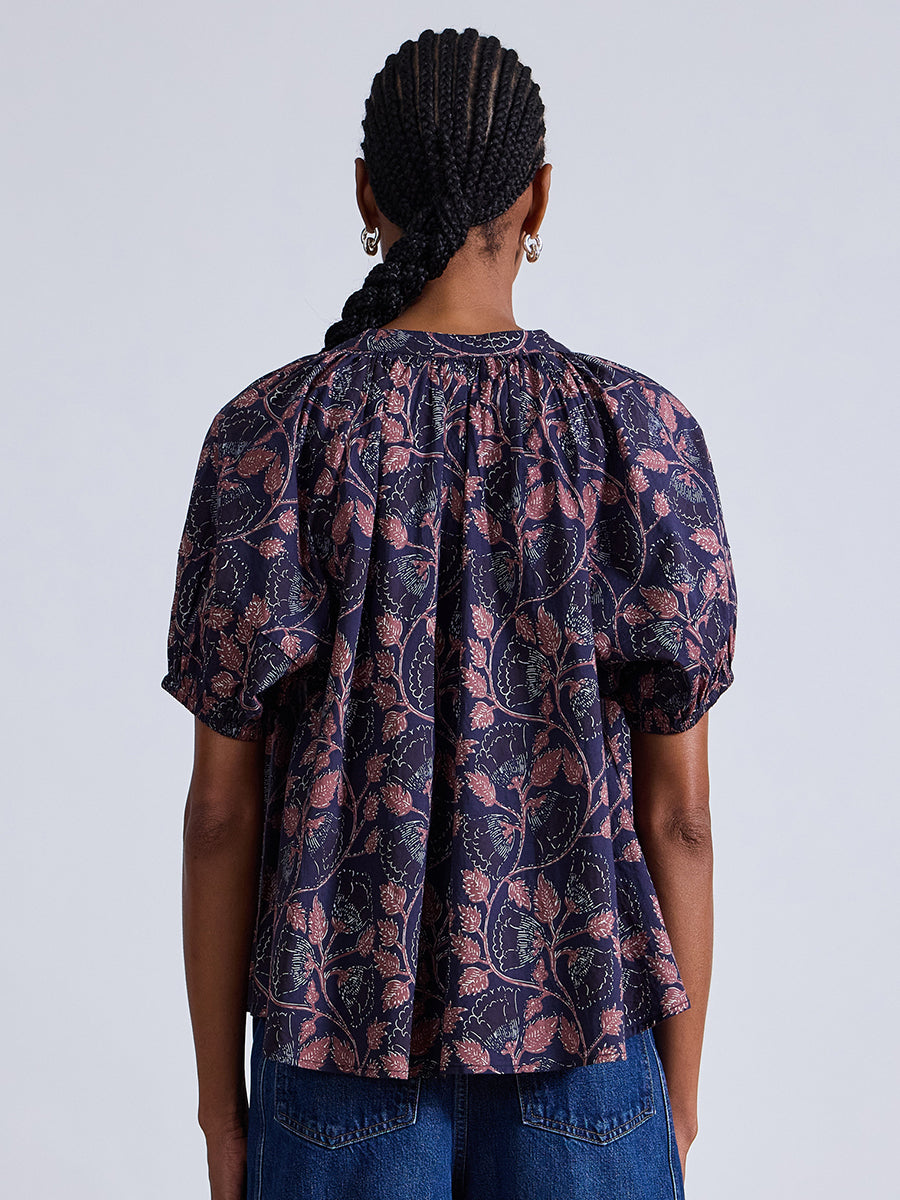 Apiece Apart | Lumina Popover in Camille Floral Navy