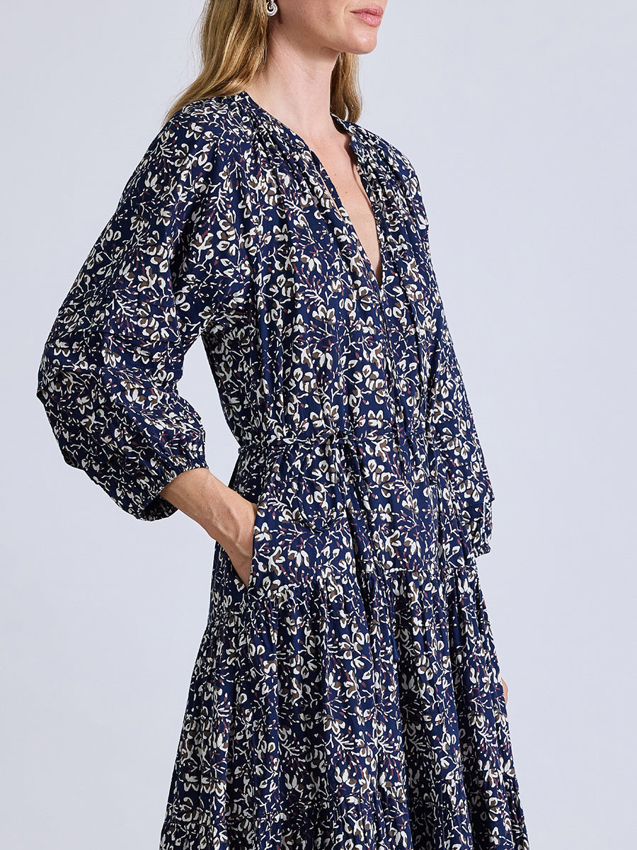 Apiece Apart | Luminile Tier Maxi Dress in Mira Floral Navy