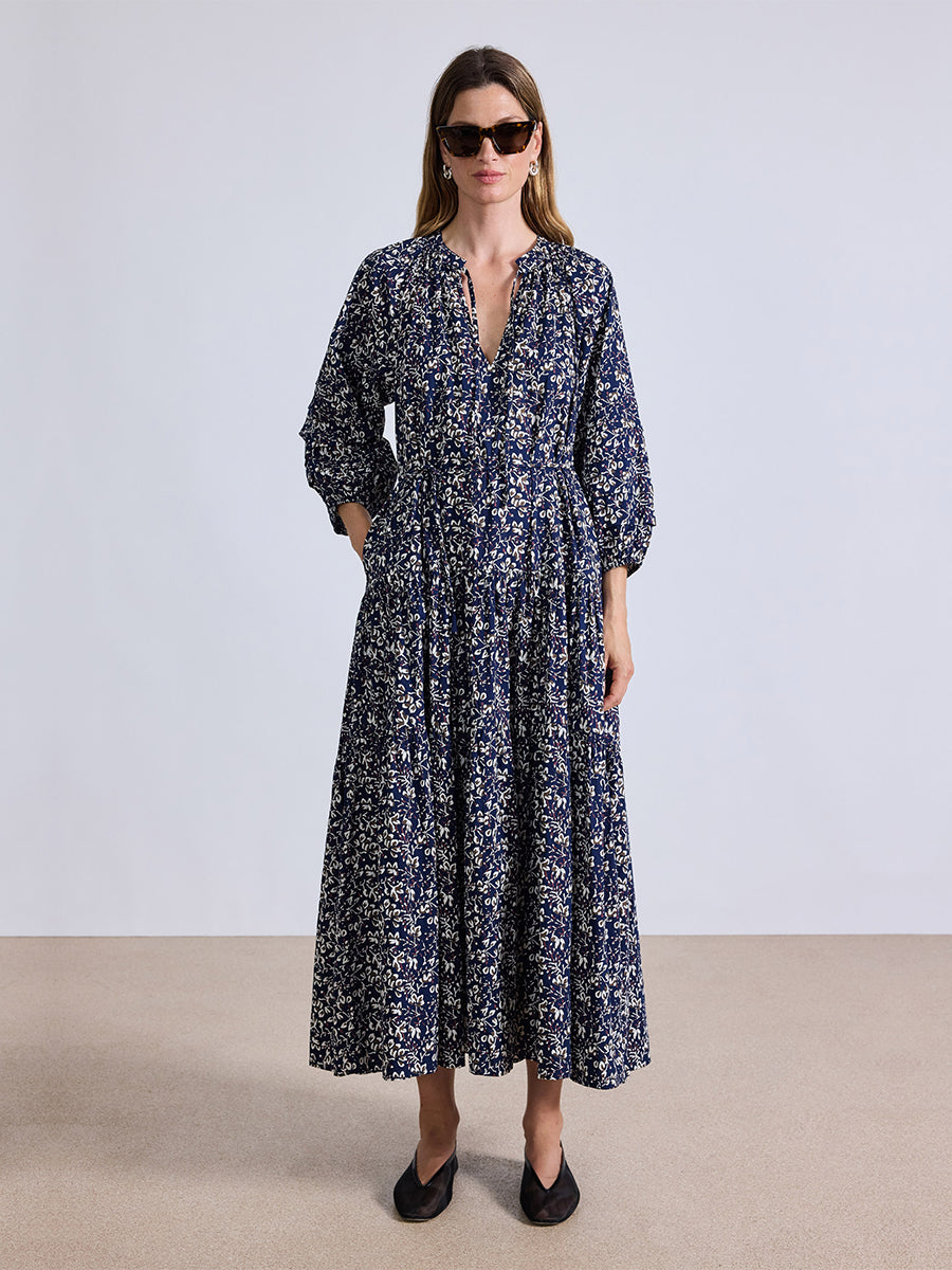 Apiece Apart | Luminile Tier Maxi Dress in Mira Floral Navy