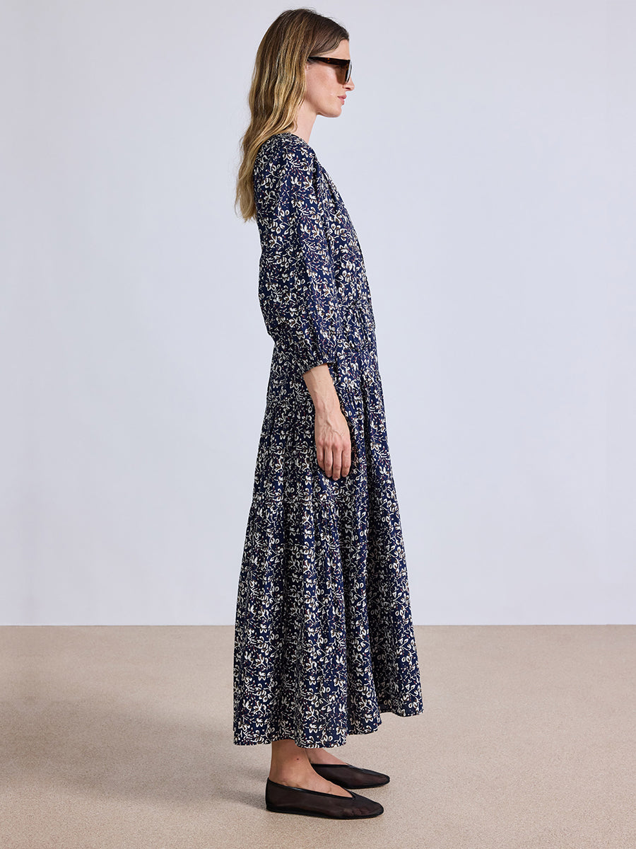 Apiece Apart | Luminile Tier Maxi Dress in Mira Floral Navy