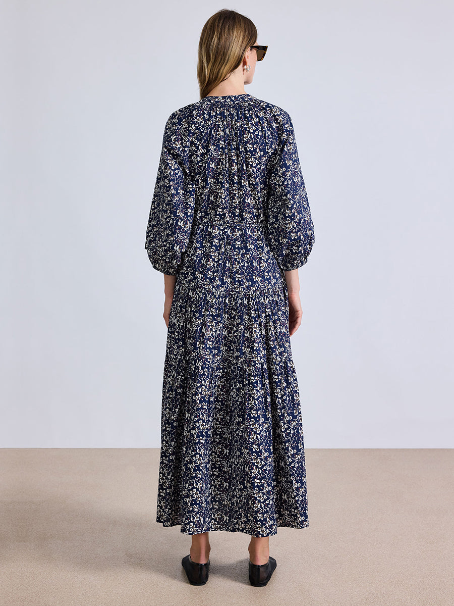 Luminile Tier Maxi Dress in Mira Floral Navy