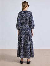 Luminile Tier Maxi Dress in Mira Floral Navy