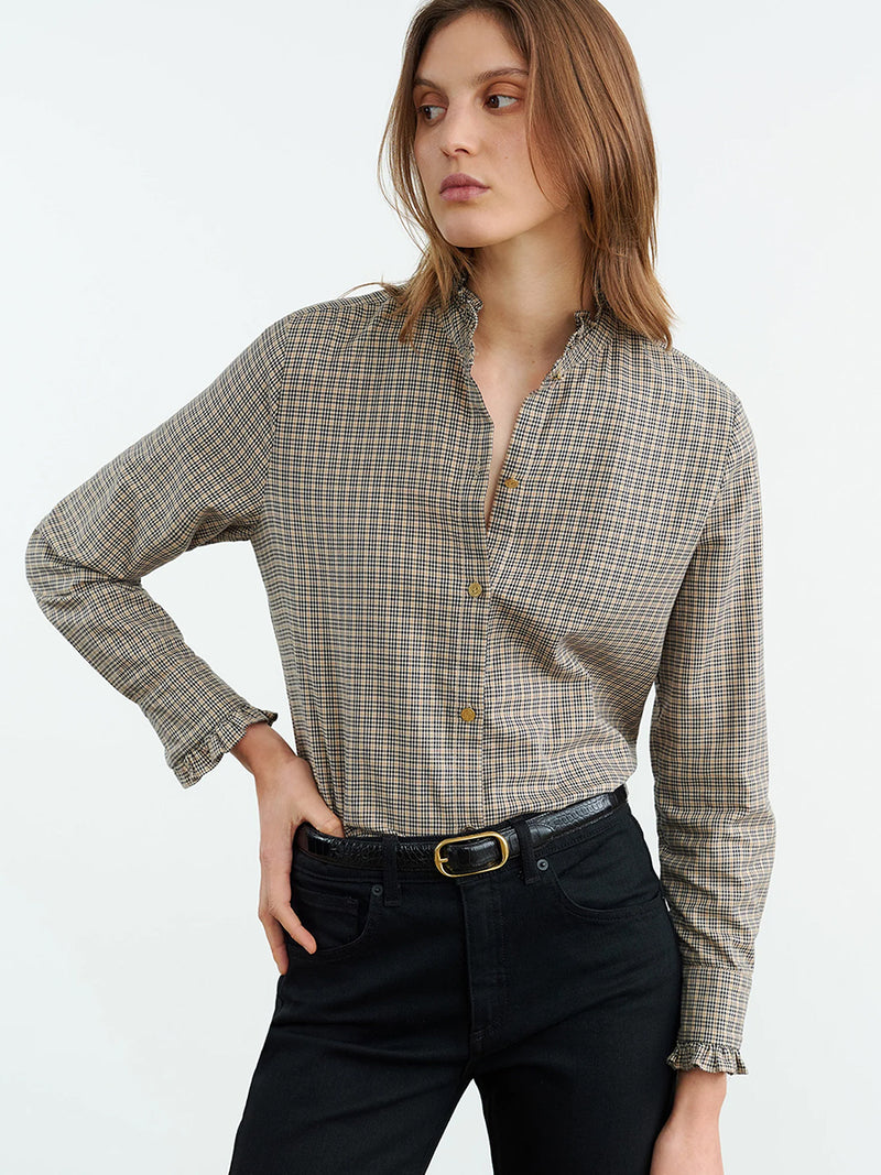 Nili Lotan | Lydia Shirt in Honey Check