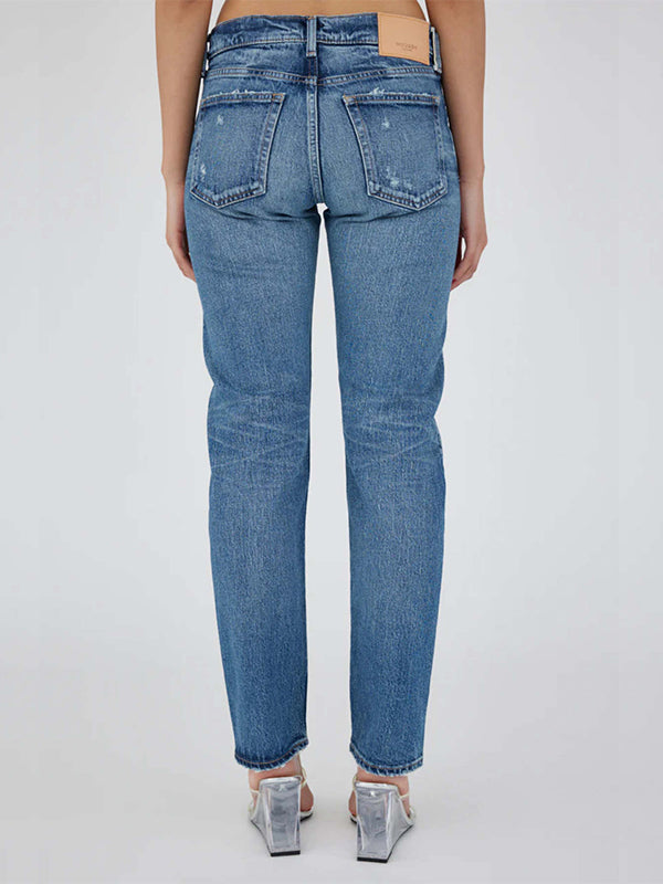 Moussy Vintage | MV Mallard Slim Straight in Dark Blue