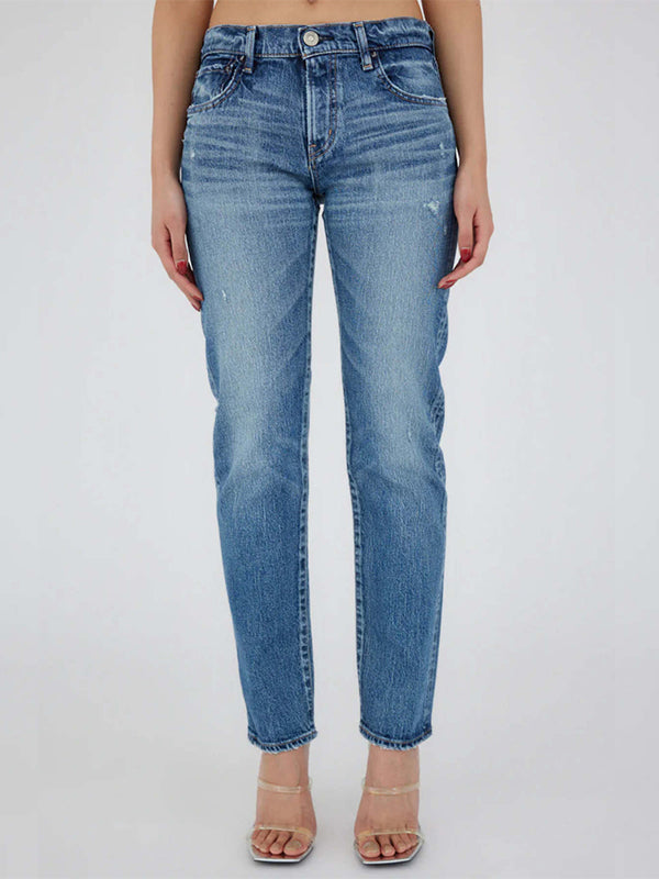 Moussy Vintage | MV Mallard Slim Straight in Dark Blue