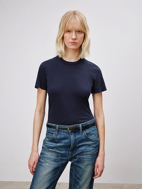 Nili Lotan | Mariela Crewneck Tee in Dark Navy