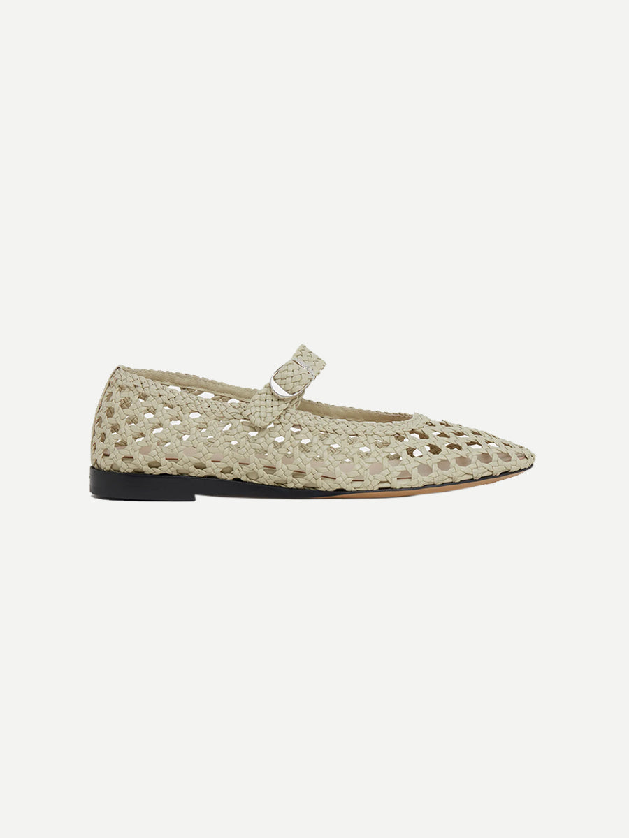 Le Monde Beryl | Mary Jane Woven Flats in Ecru