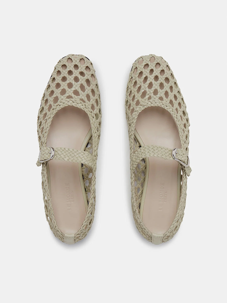 Le Monde Beryl | Mary Jane Woven Flats in Ecru