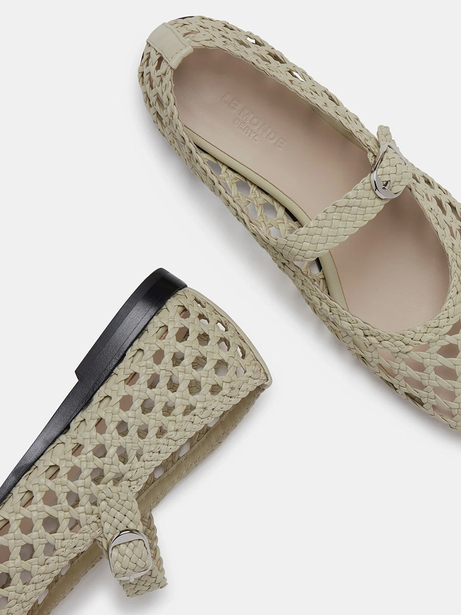 Le Monde Beryl | Mary Jane Woven Flats in Ecru