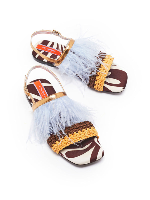 La DoubleJ Medal Sandal in Twill Watermarble