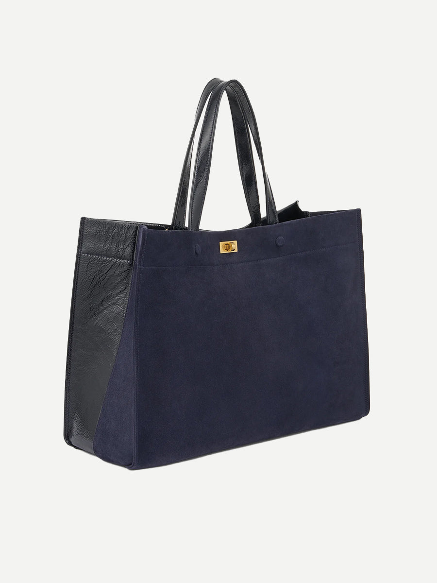 Mortimer Tote in Marine Suede