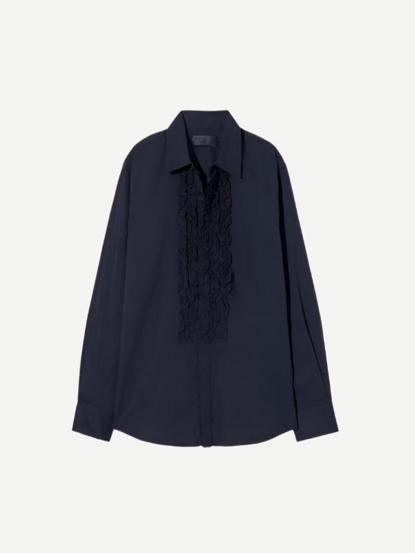 Nili Lotan | Nathael Ruffle Shirt in Midnight